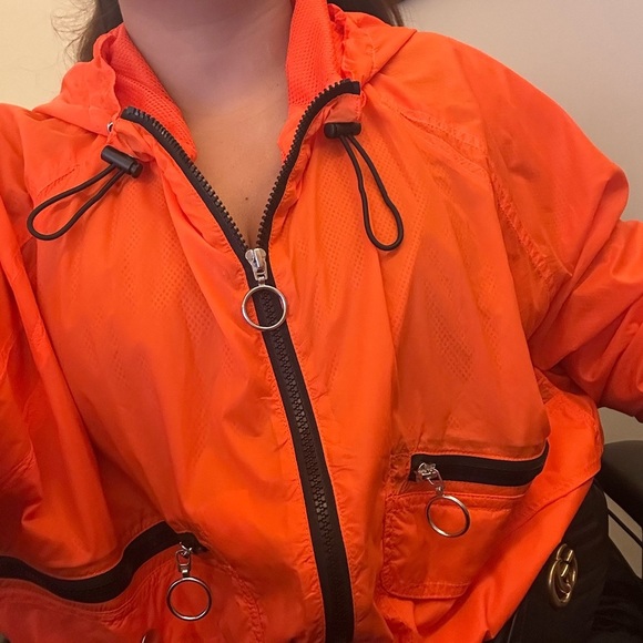 Vibrant Orange Hooded Jacket windbreaker 
Forever 21 small - Picture 6 of 7